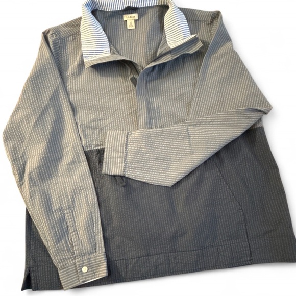 L.L. Bean Gray and Black Lightweight Shirt Jacket - Picture 1 of 7